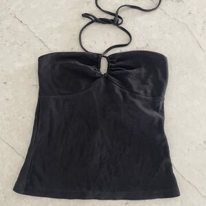 Black Halter Women's Top With Keyhole